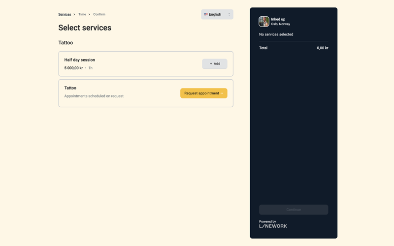 Online booking — choose services