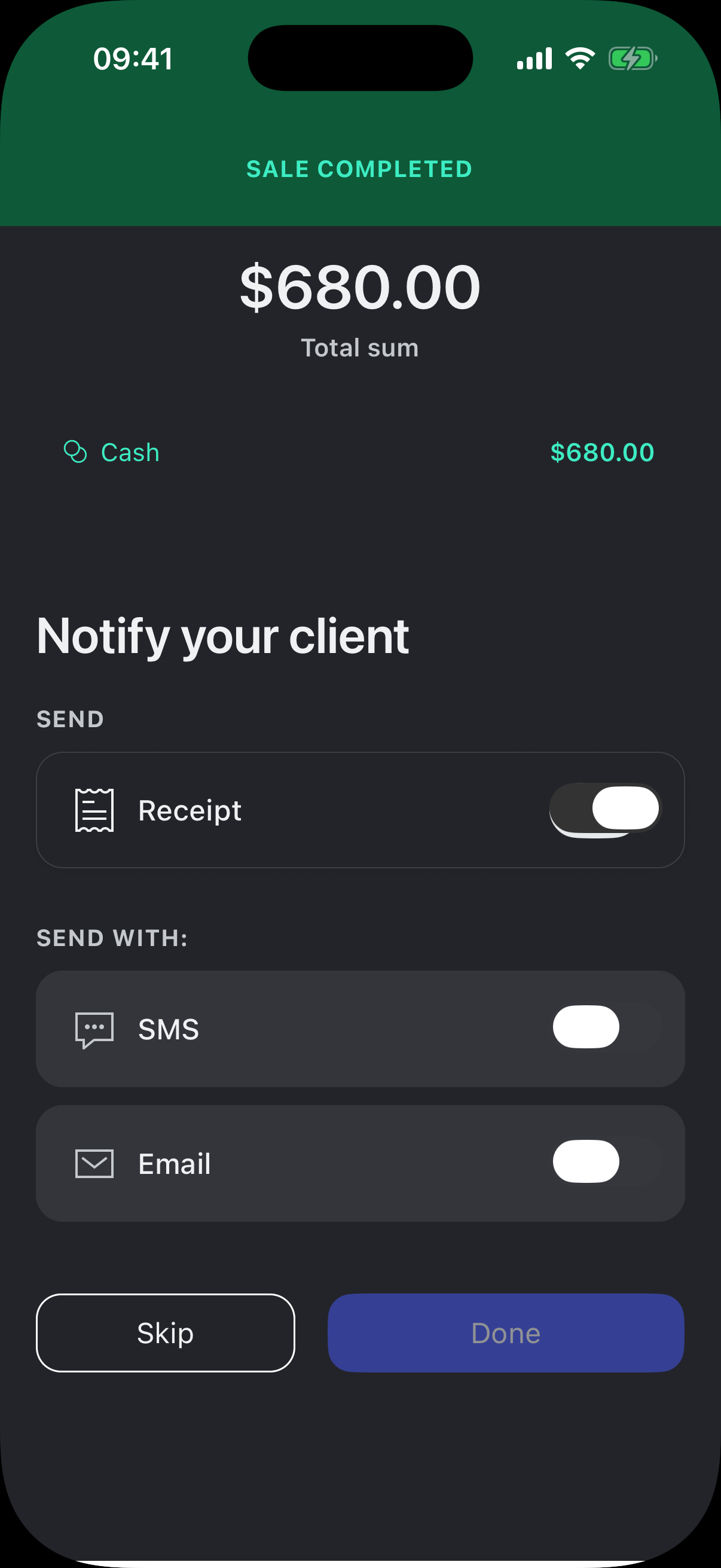 Deposit received
